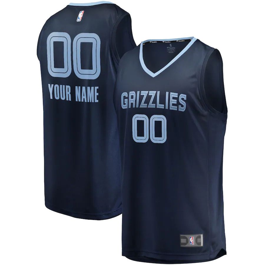 Men Memphis Grizzlies Fanatics Branded Navy Fast Break Custom Replica NBA Jersey